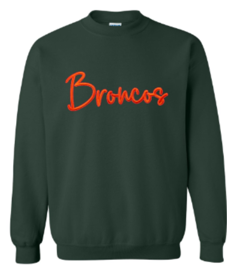 Youth or Adult Puff Embroidered Broncos Sweatshirt