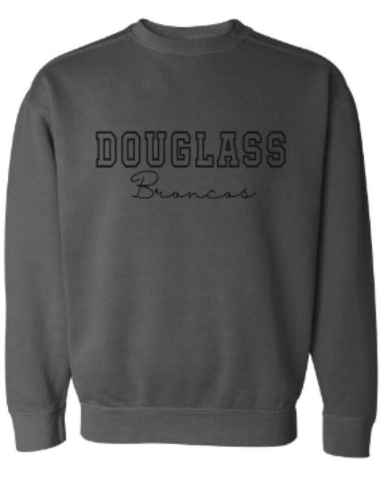 Adult Douglass Broncos Embroidered Comfort Colors Crewneck Sweatshirt (FDG)