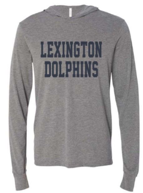 Adult Lexington Dolphins Bella + Canvas Jersey Hooded Long Sleeve Tee (LEXD)