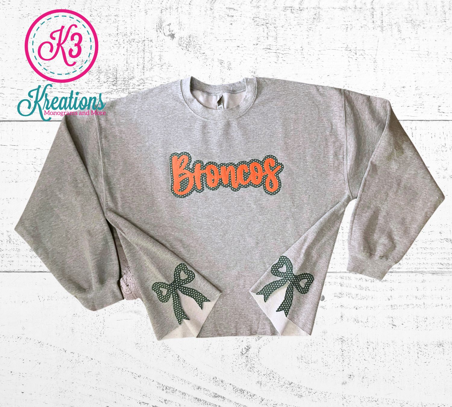 Adult Broncos Side Bow Crewneck Sweatshirt