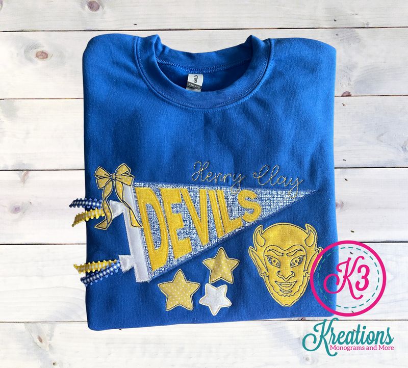 Adult Henry Clay Devils Pennant Applique Gildan Sweatshirt (HCDT)