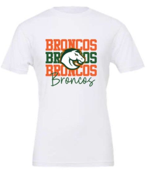 Adult Stacked Broncos Bella + Canvas Tee