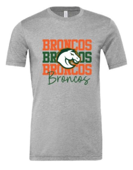 Adult Stacked Broncos Bella + Canvas Tee