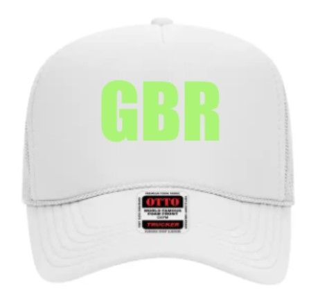Otto 5 Panel Mid Profile Mesh Back Trucker Hat with Choice of Neon Green Greenbrier Logo