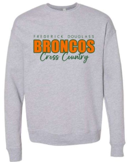 Adult Frederick Douglass Broncos Cross Country Bella + Canvas Sponge Fleece Drop Shoulder Crewneck Sweatshirt (FDXC)