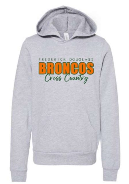 Youth Frederick Douglass Broncos Cross Country Bella + Canvas Sponge Fleece Hooded Sweatshirt (FDXC)