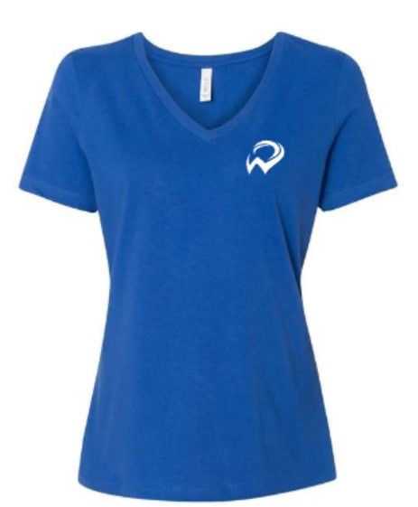 Ladies Left Chest W Bella + Canvas Relaxed Jersey V-Neck Tee (WWR)