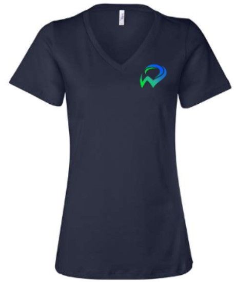 Ladies Left Chest W Bella + Canvas Relaxed Jersey V-Neck Tee (WWR)