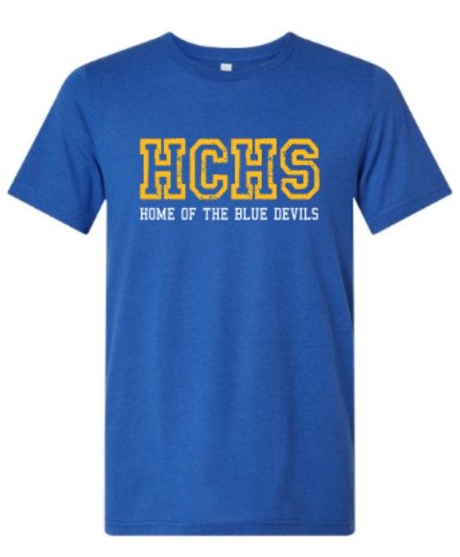 Adult HCHS Home of the Blue Devils Short Sleeve Bella + Canvas Triblend Tee (HCC)