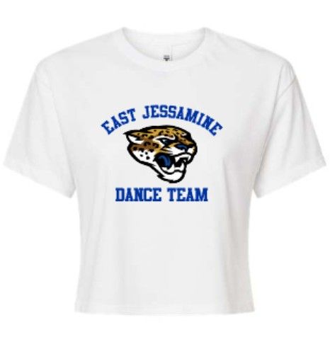 Ladies East Jessamine Dance Team Bella + Canvas White Flowy Cropped Tee (EJDT)