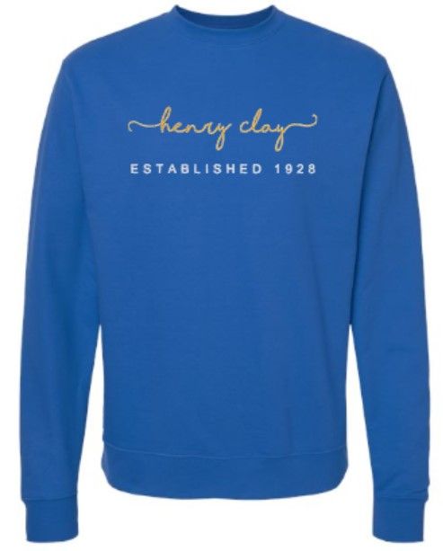 Adult Embroidered Henry Clay Established 1928 Midweight Crewneck Sweatshirt (HCDT)