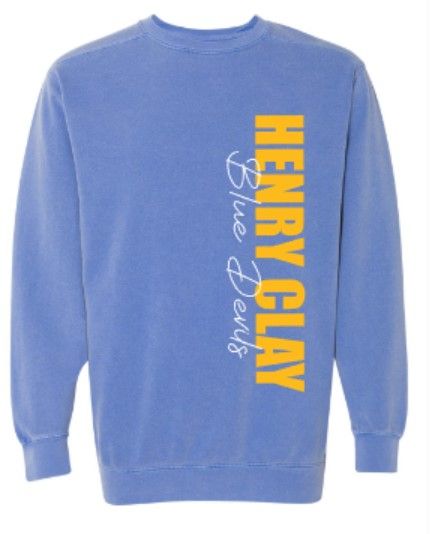 Adult Vertical Henry Clay Blue Devils Comfort Colors Garment-Dyed Crewneck Sweatshirt