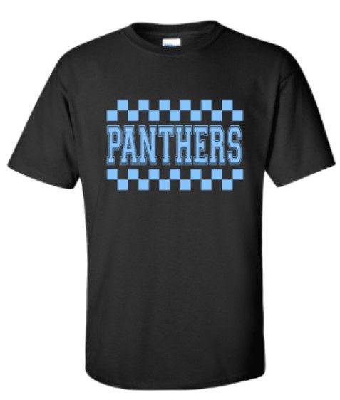 Youth or Adult Checkered Panthers Short or Long Sleeve Tee (EJHDT)