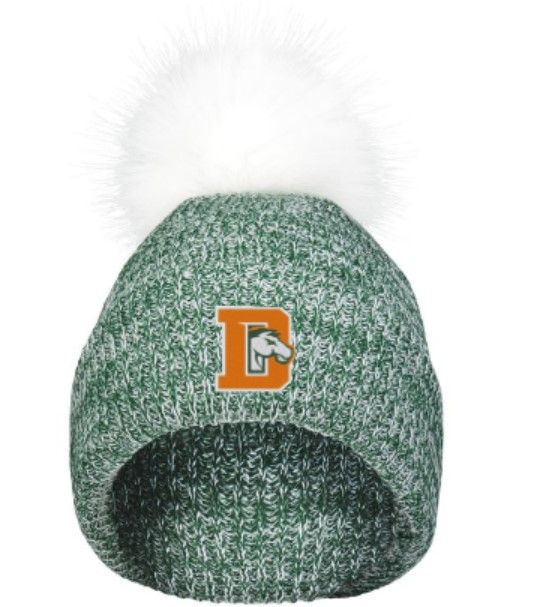 Faux Fur Pom Beanie with Choice of Douglass Logo (FDDT)