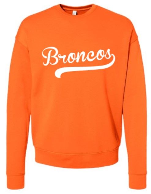 Adult Broncos Bella + Canvas Sponge Fleece Drop Shoulder Crewneck Sweatshirt