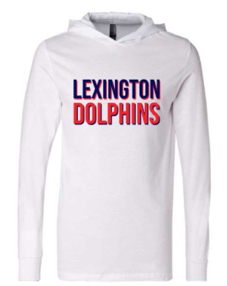 Adult Lexington Dolphins Two Tone Bella + Canvas Jersey Hooded Long Sleeve Tee (LEXD)