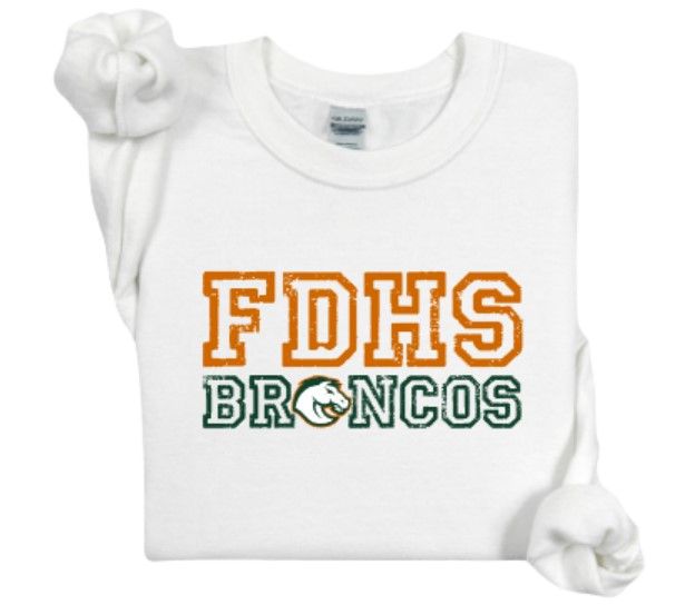Youth or Adult FDHS Broncos Gildan Sweatshirt