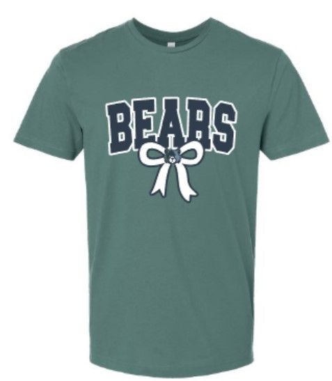 Youth or Adult BEARS Bow LAT Fine Jersey Short Sleeve T-Shirt (MEBC)