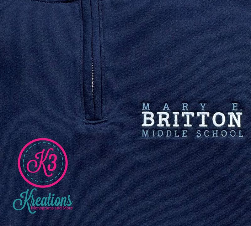 Adult JERZEES NuBlend 1/4 Zip Sweatshirt with Embroidered Mary E. Britton Middle School (MEB)