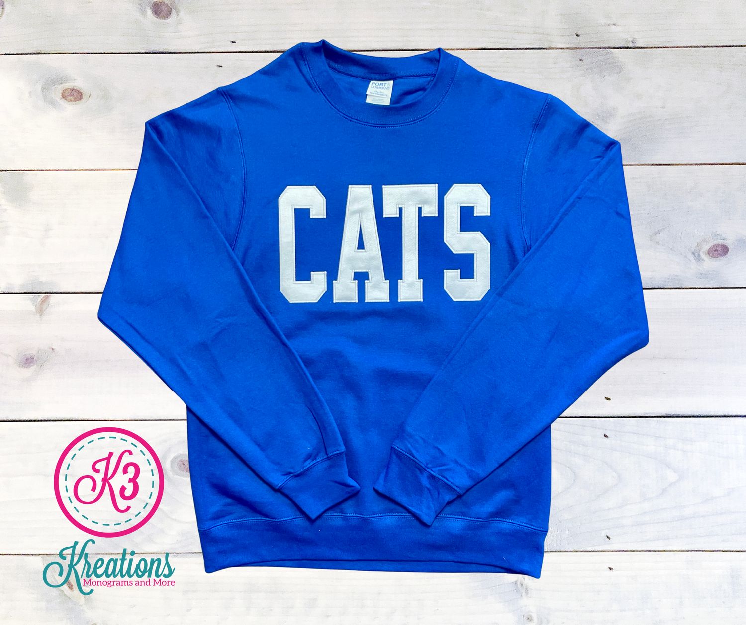 Adult CATS Applique Port &amp; Company Crewneck Sweatshirt