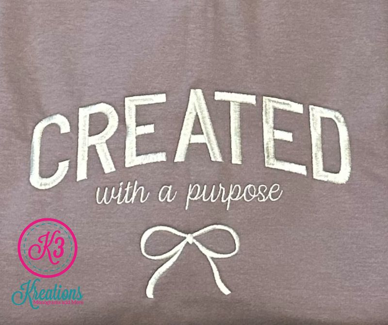 Adult Created with a Purpose Bow Embroidered Softstyle Midweight Crewneck Sweatshirt