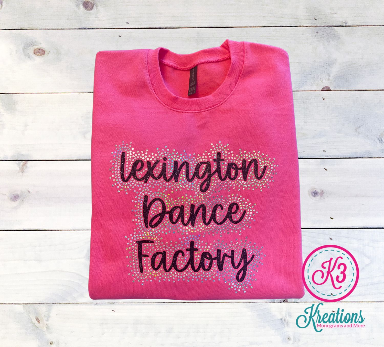 Youth or Adult Lexington Dance Factory with Faux Rhinestone Outline Gildan Short Sleeve Tee (LDF)