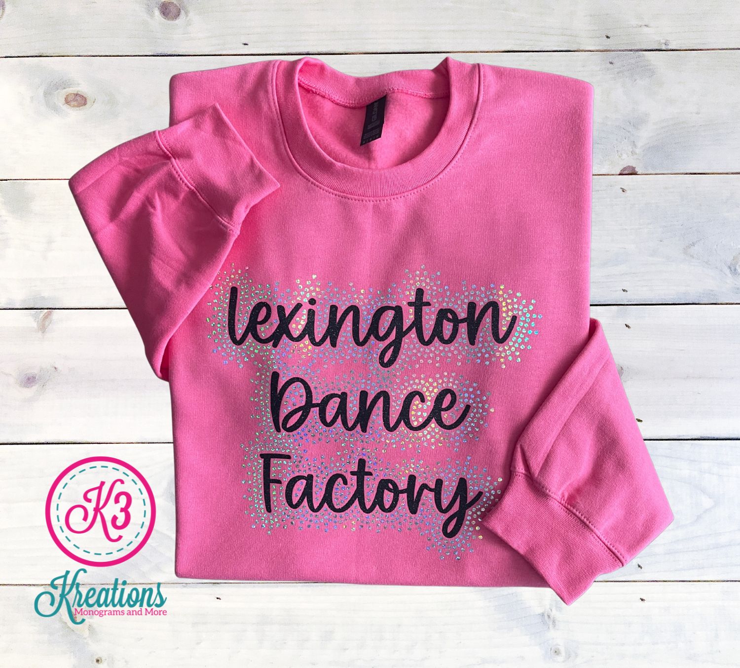 Adult Lexington Dance Factory with Faux Rhinestone Outline Midweight Pigment-Dyed Crewneck Sweatshirt (LDF)