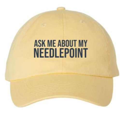 Ask Me About My Needlepoint Bio-Washed Classic Dad Hat (LSC)