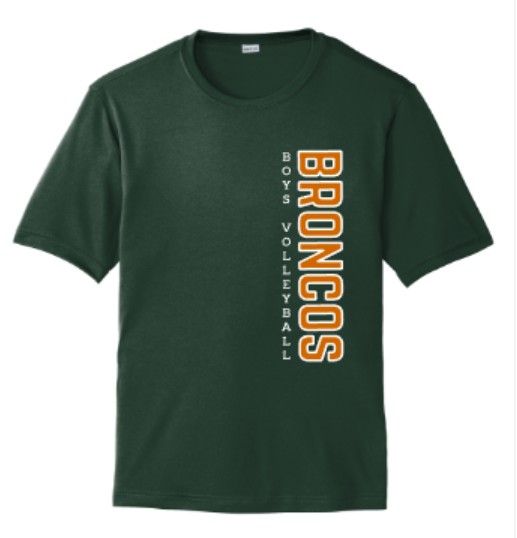 Adult Vertical Broncos Boys Volleyball Sport-Tek® PosiCharge® Competitor™ Short or Long Sleeve Tee (FDBV)