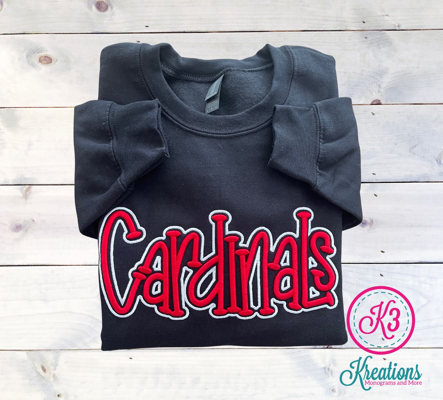 Adult Cardinals Puff Embroidered Sweatshirt 
