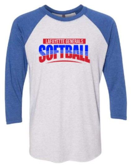 Adult Lafayette Generals Softball Triblend Three-Quarter Raglan T-Shirt (LGS)