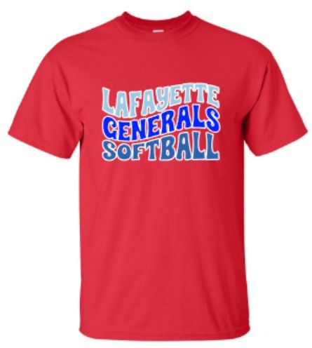 Adult Waved Lafayette Generals Softball Short or Long Sleeve Tee (LGS)