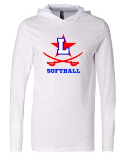 Adult Lafayette Logo Softball Bella + Canvas Jersey Hooded Long Sleeve Tee (LGS)