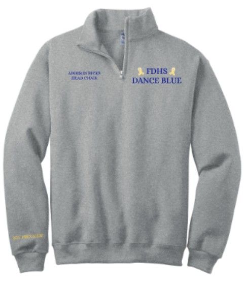 Adult FDHS Dance Blue Head Chair JERZEES NuBlend 1/4 Zip Sweatshirt (FDDB)