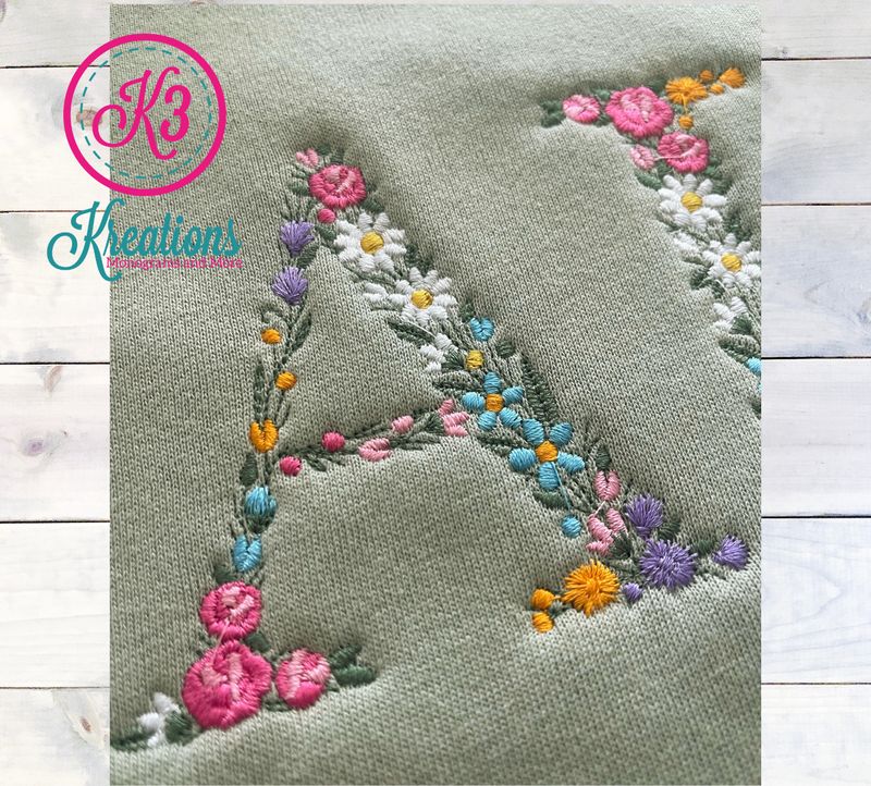 Adult Floral Embroidered AUD Midweight Crewneck Sweatshirt