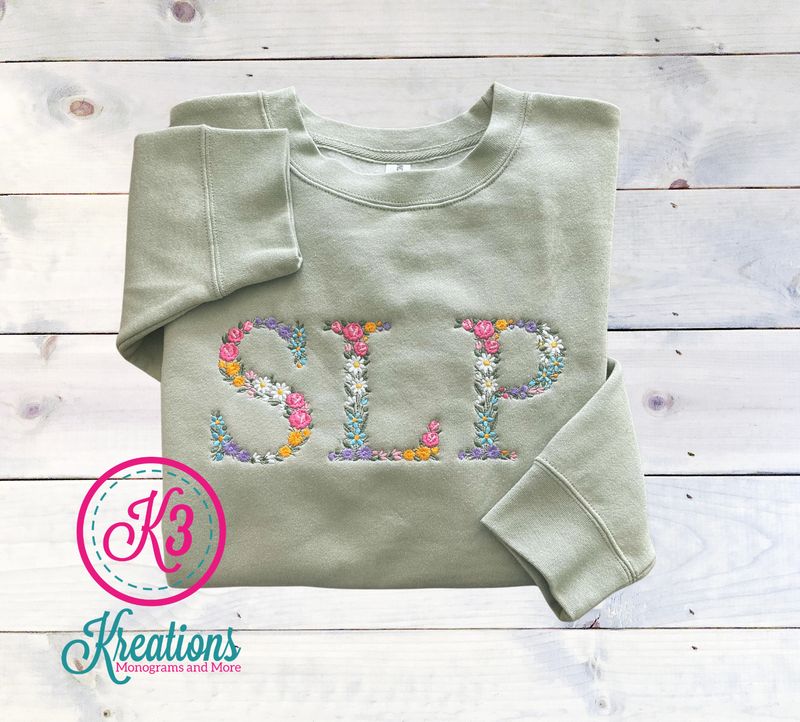 Adult Floral Embroidered SLP Midweight Crewneck Sweatshirt