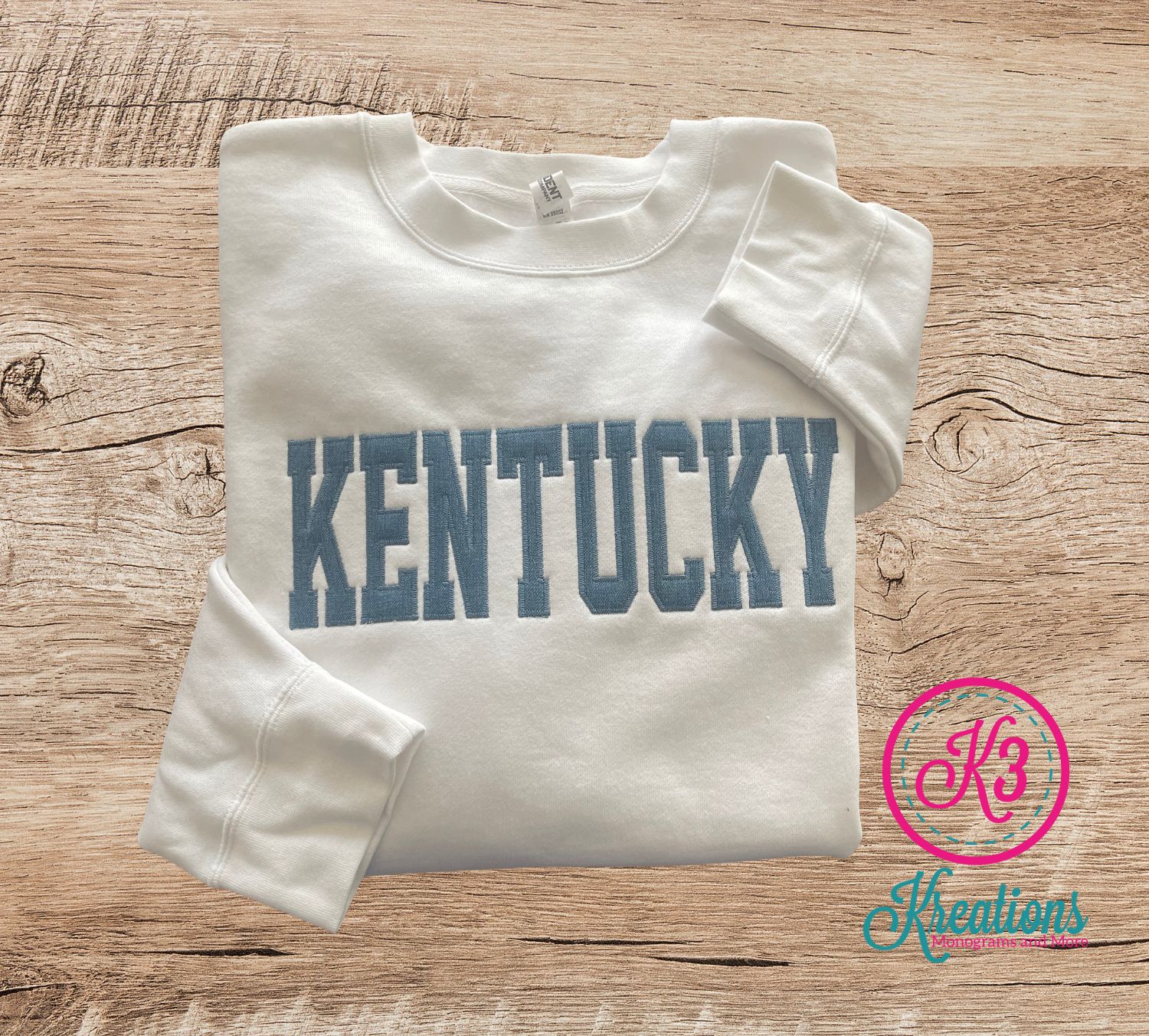 Adult Kentucky Denim Applique Midweight Crewneck Sweatshirt