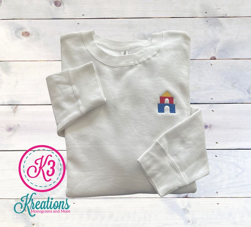 Adult Block House Left Chest Embroidered Crewneck Sweatshirt