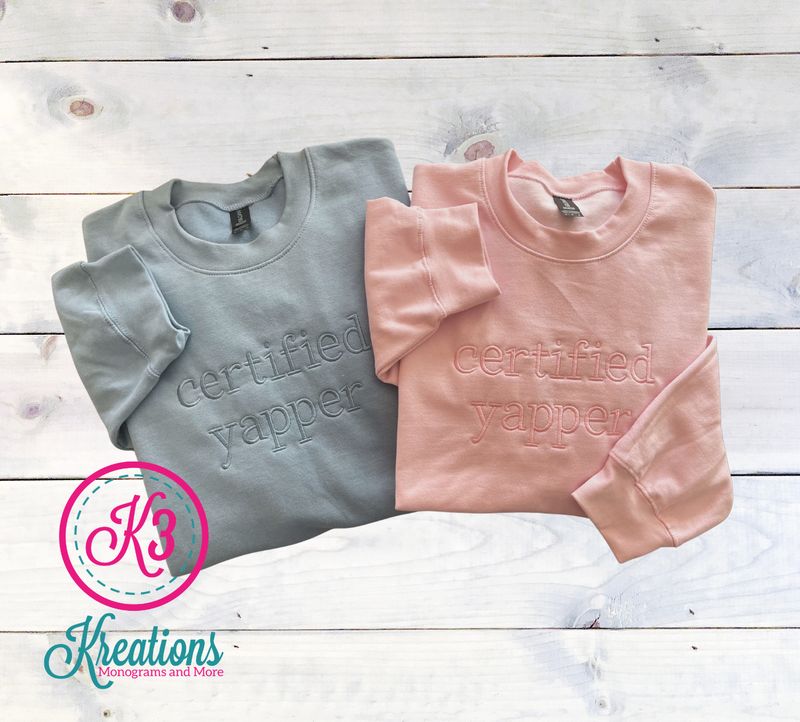 Adult Certified Yapper Embroidered Softstyle Crewneck Sweatshirt