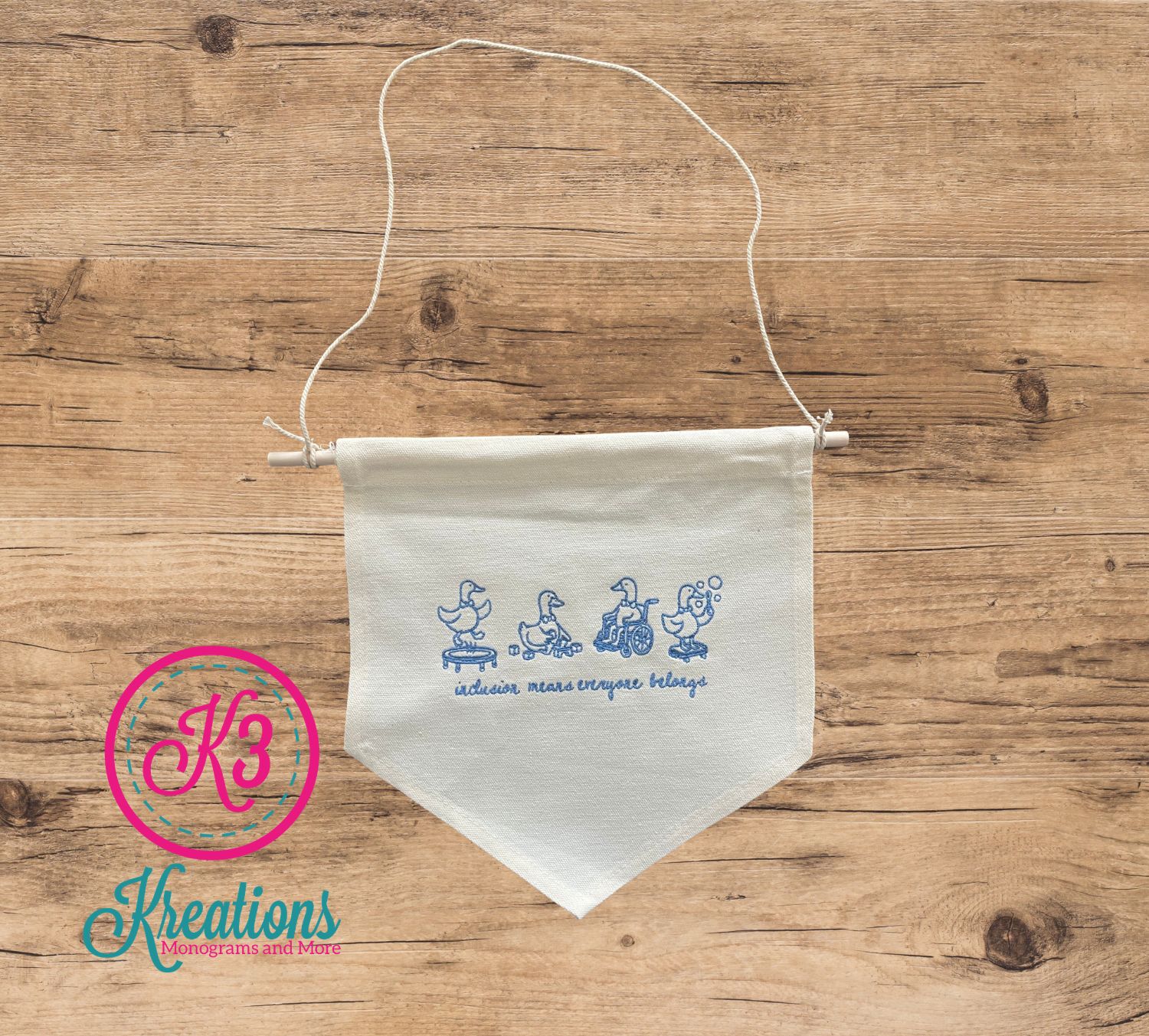Inclusion Means Everyone Embroidered Pennant