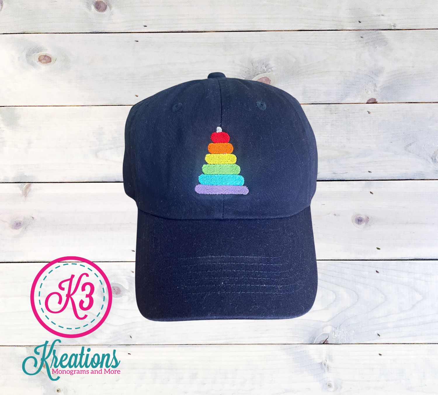 Embroidered Rainbow Stacking Rings Cap