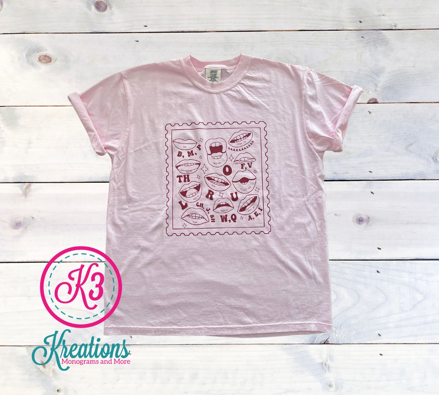 Adult Speech Therapy Postal Stamp Comfort Colors Garment-Dyed Heavyweight Short or Long Sleeve T-Shirt