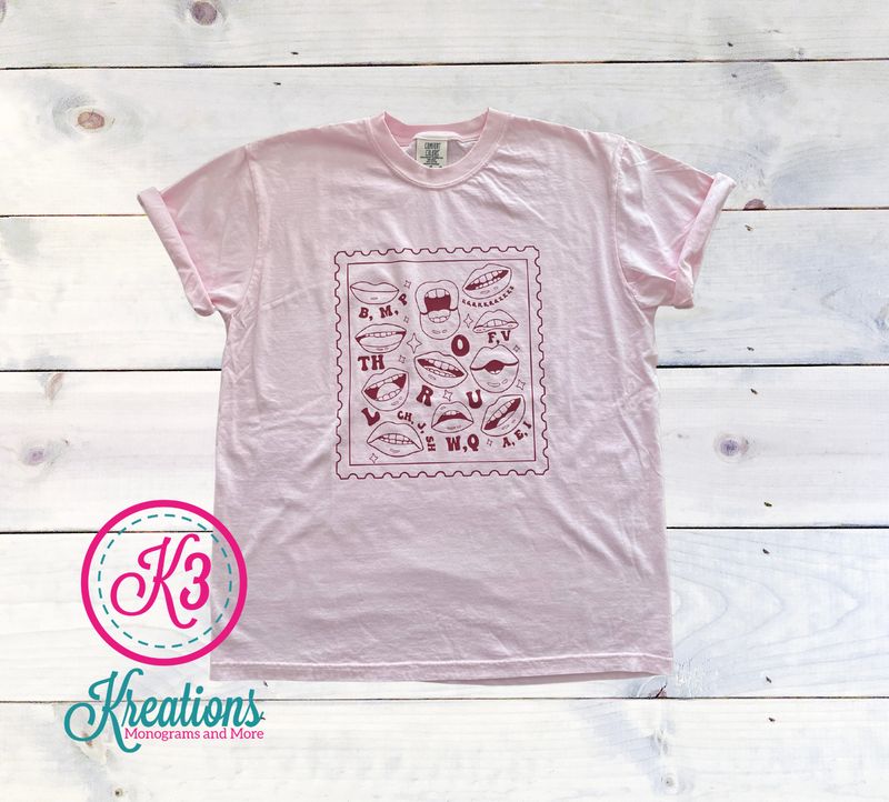 Adult Speech Therapy Postal Stamp Comfort Colors Garment-Dyed Heavyweight Short or Long Sleeve T-Shirt