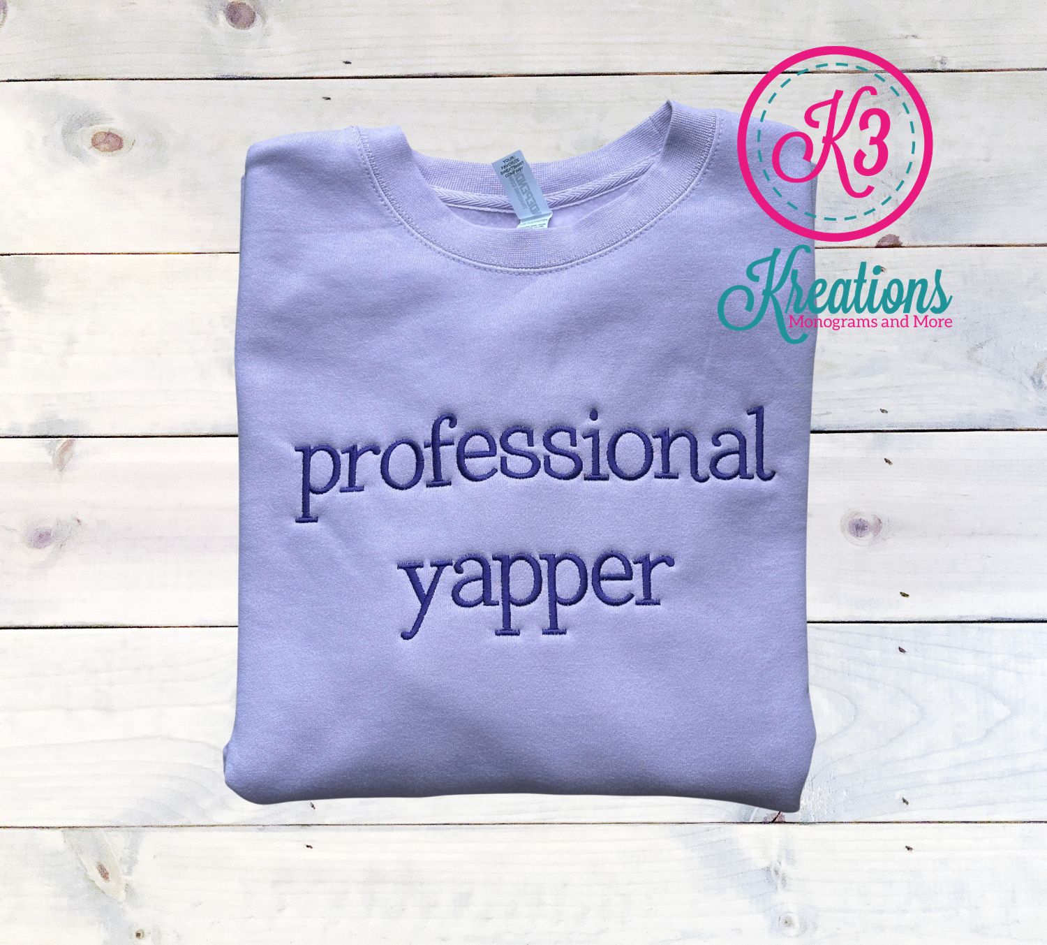 Adult Embroidered Professional Yapper Midweight Crewneck Sweatshirt