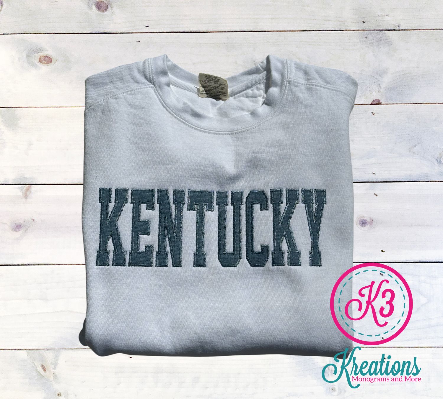 Adult Denim Kentucky Applique Comfort Colors Garment-Dyed Crewneck Sweatshirt