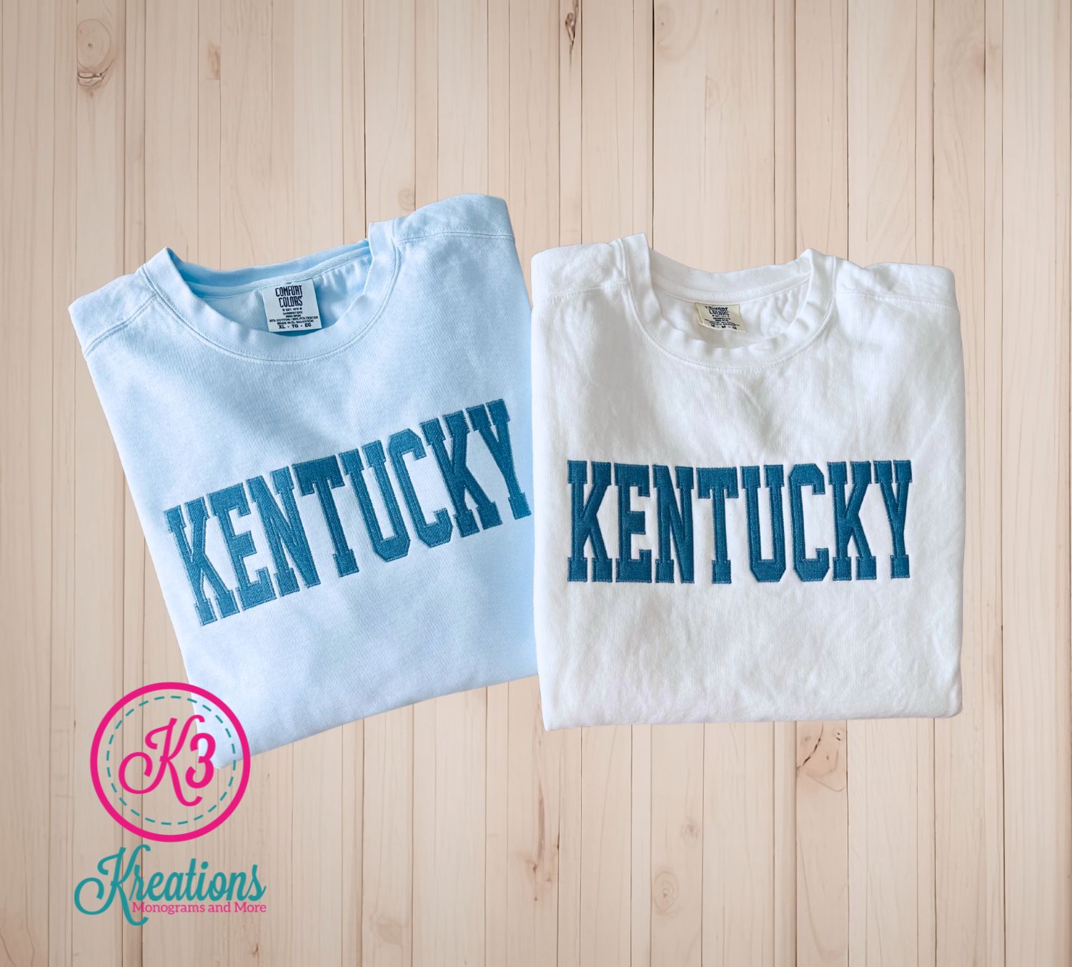 Adult Denim Kentucky Applique Comfort Colors Garment-Dyed Crewneck Sweatshirt
