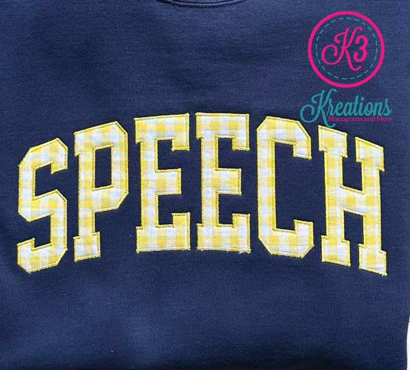 Adult Yellow &amp; White Check Speech Applique Comfort Colors Garment-Dyed Crewneck Sweatshirt