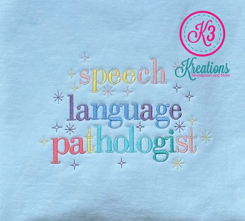 Adult Pastel Speech Language Pathologist Embroidered Comfort Colors Garment-Dyed Crewneck Sweatshirt