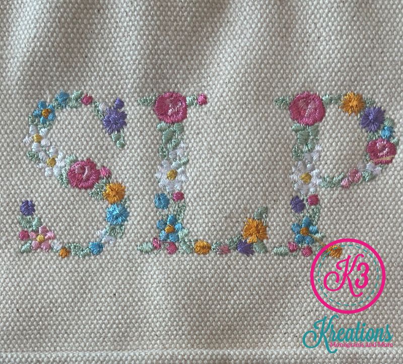 Large Classic Tote Bag with Embroidered Floral SLP