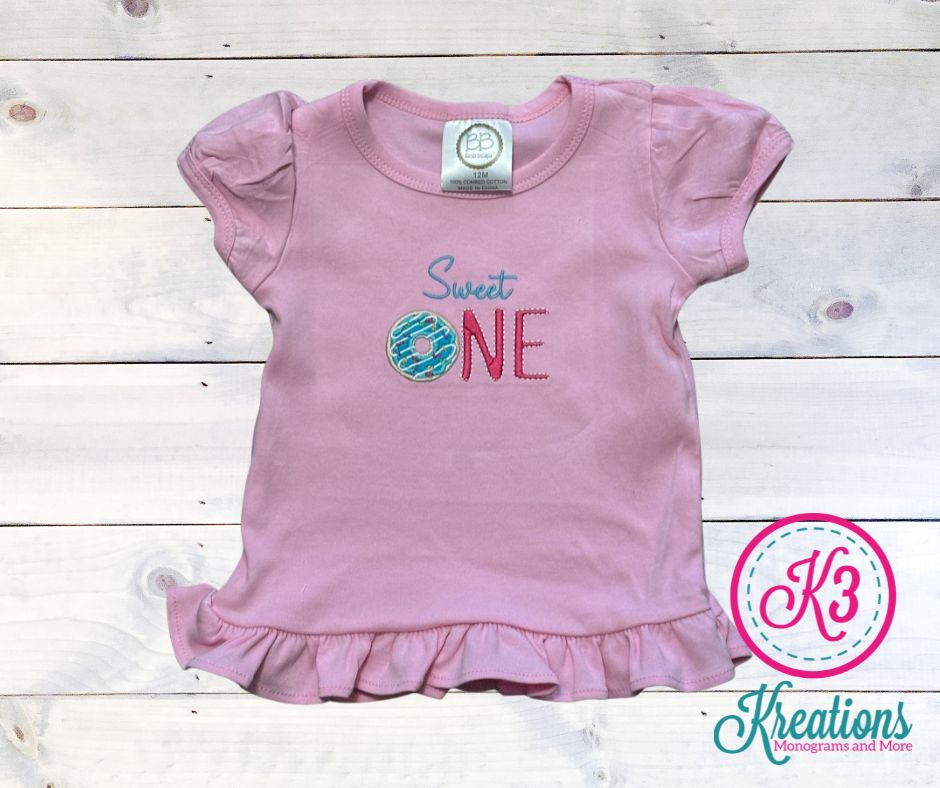 Girl's Sweet One Birthday Short Sleeve Ruffle Tee